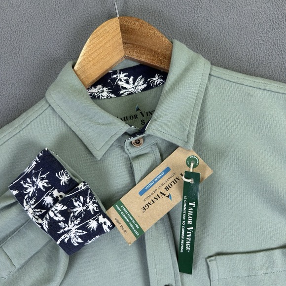 Tailor Vintage Other - Tailor Vintage Shirt Small Green Comfort Stretch Oxford Flip Cuff Minimalist New